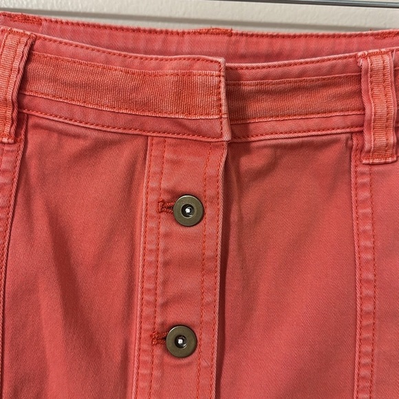 Pilcro Anthropologie Button Down Chino Coral Skirt Size 6 Preppy Autumn Classic - Picture 5 of 8